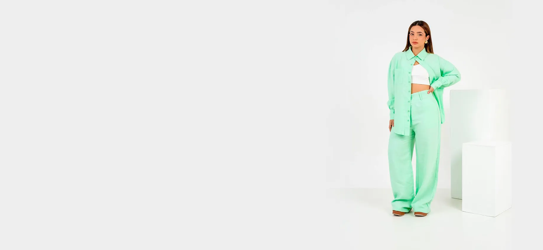 Conjunto Alfaiataria Social Feminino Calça e Verde Em Linho